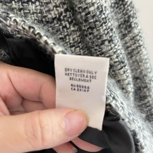 Talbots Wool Boucle Tweed Blazer Jacket Black/White/Gray Women 6 W/Fringe - Picture 5 of 8